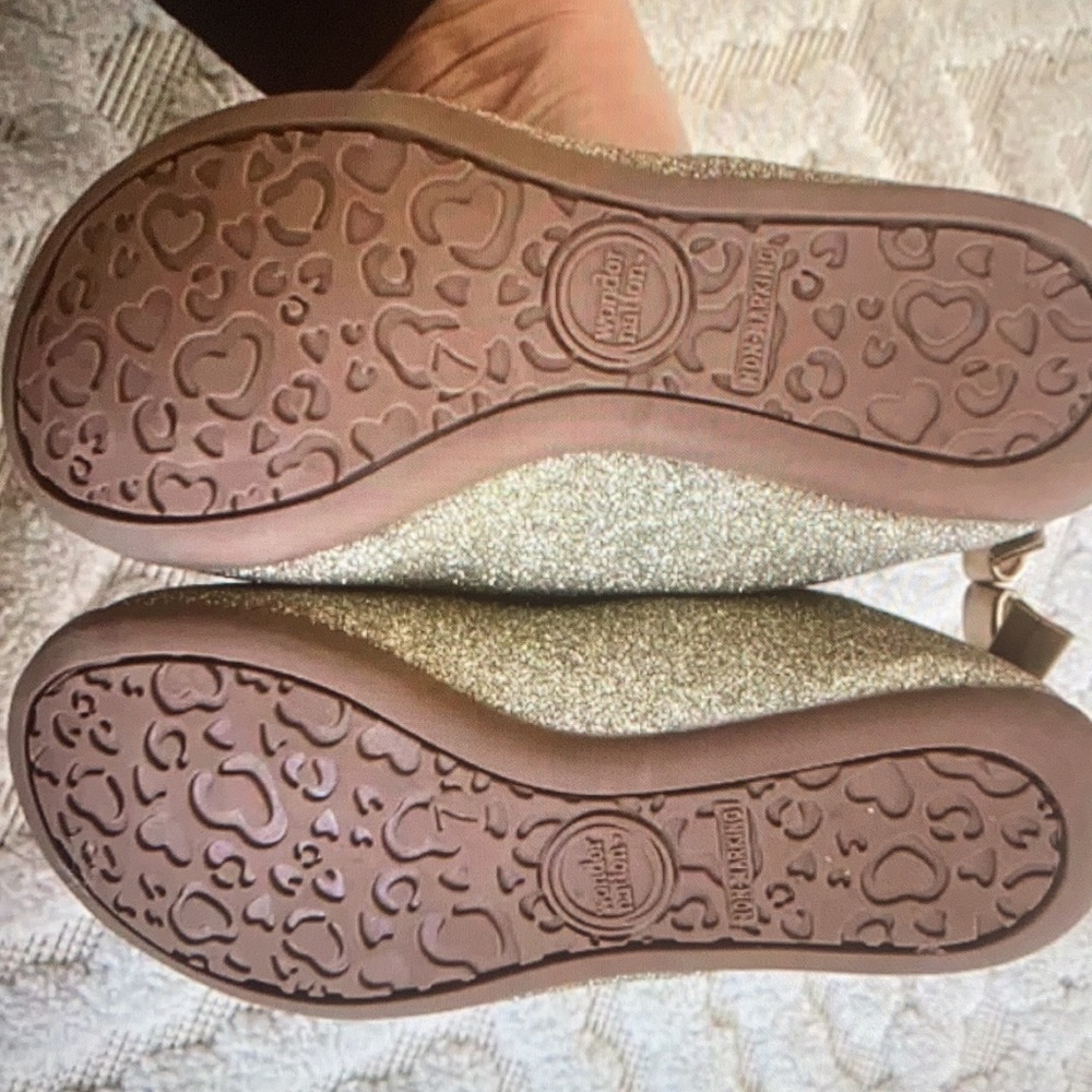 Glitter ballet flat with bow accent shoes - Picture 4 of 6